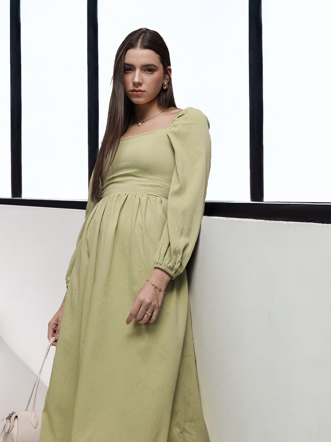 French Connection Square Neck Puff Sleeves Gathered or Pleated Smocked A-Line Midi Dress, Green
French Connection Square Neck Puff Sleeves Gathered or Pleated Smocked A-Line Midi Dress, Green