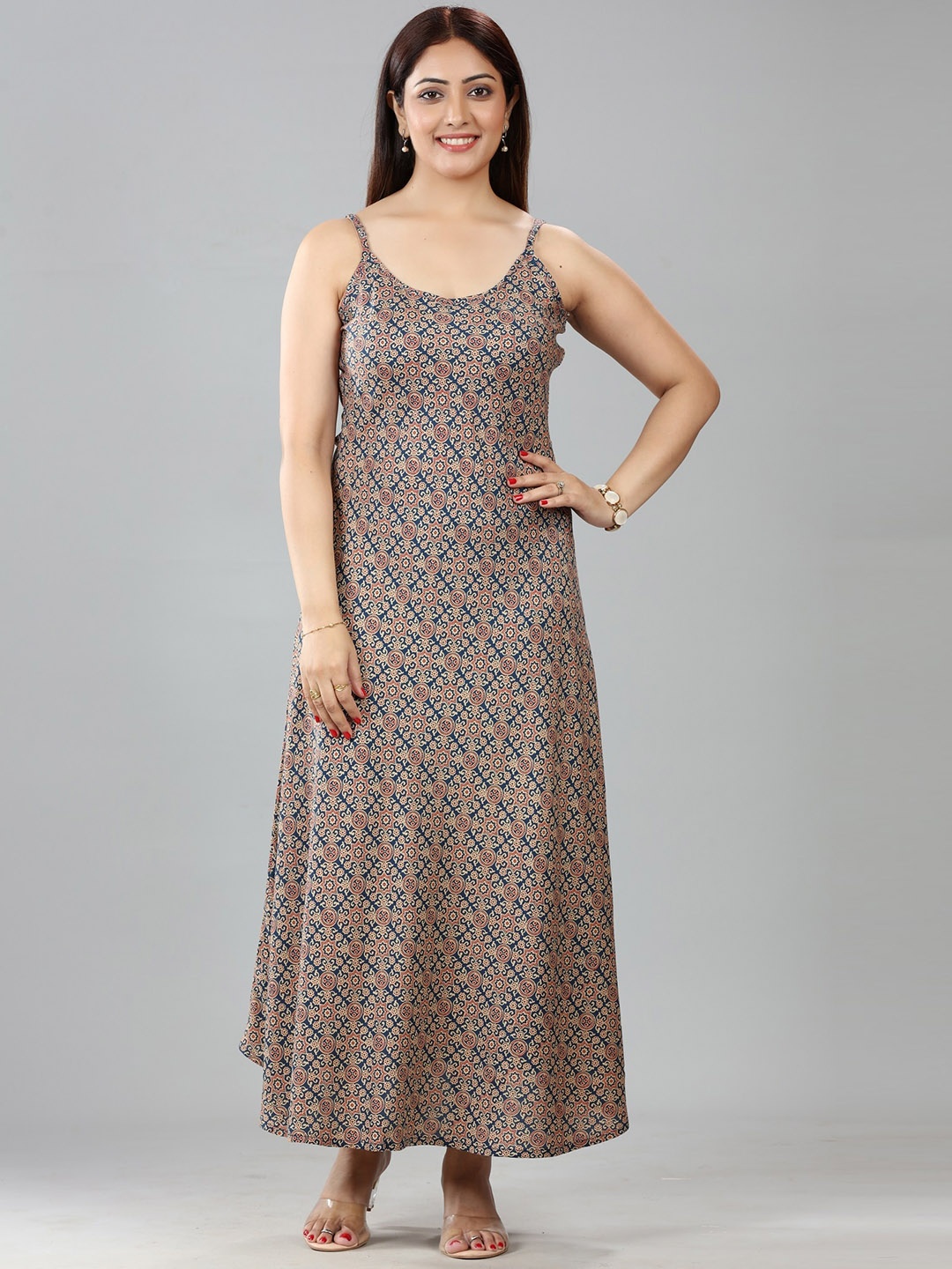 COTTON CULTURE Ethnic Motifs Printed Shoulder Straps Sleeveless Anarkali Kurta, Blue
COTTON CULTURE Ethnic Motifs Printed Shoulder Straps Sleeveless Anarkali Kurta, Blue