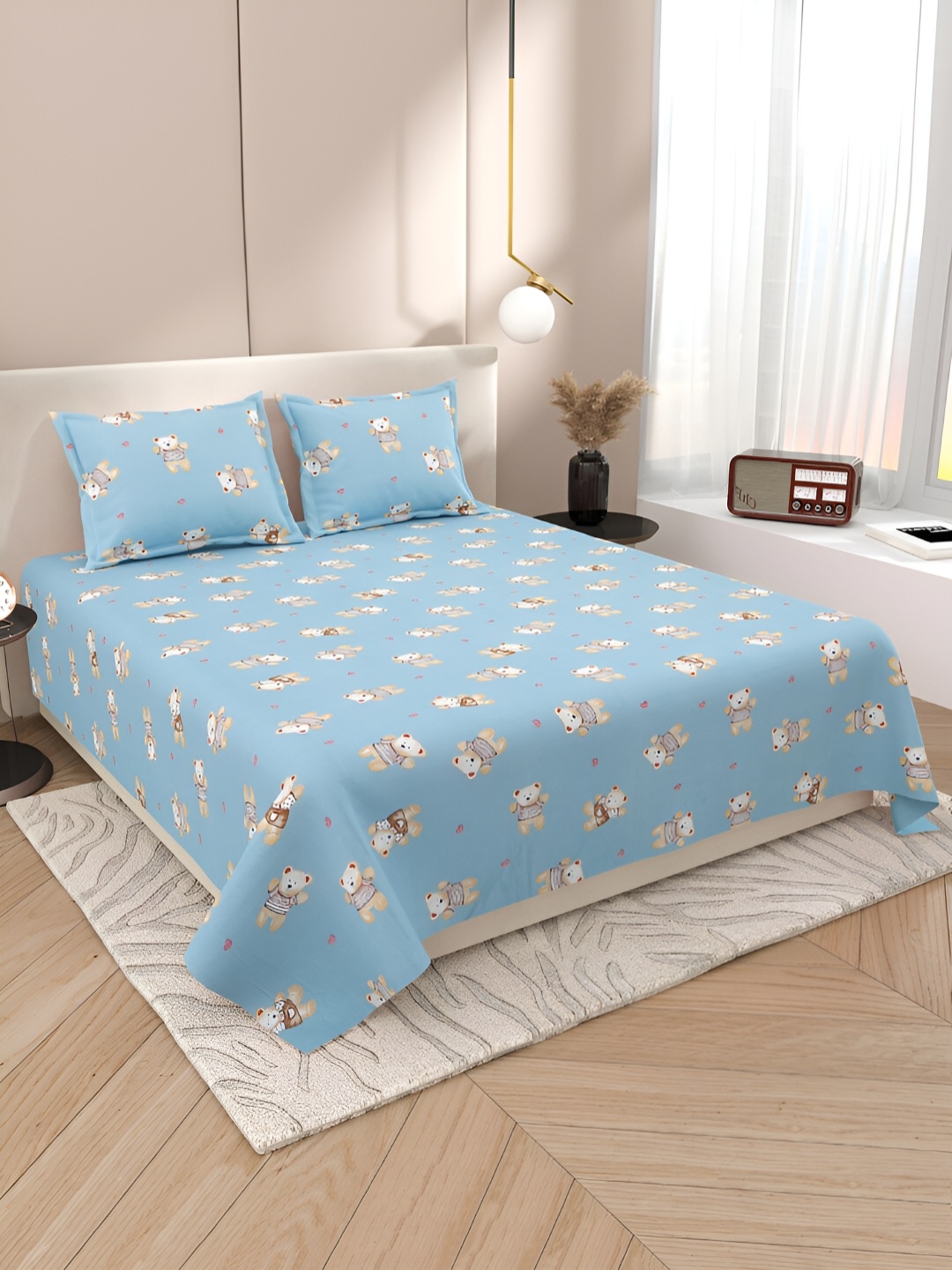 Aura Blue Conversational Printed Cotton 220 TC Super King Bedsheet With 2 Pillow Covers
Aura Blue Conversational Printed Cotton 220 TC Super King Bedsheet With 2 Pillow Covers