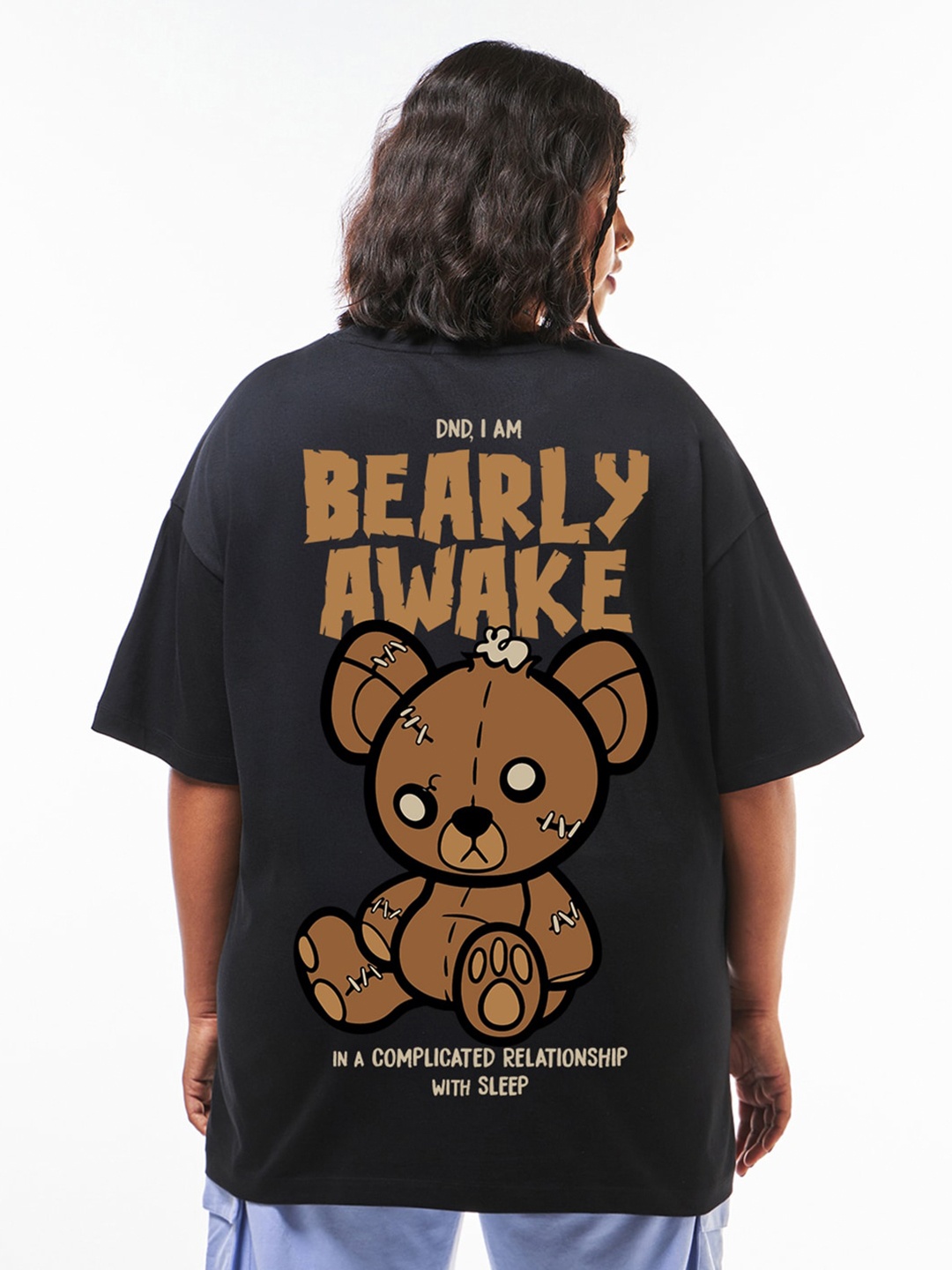 Bewakoof Plus Bearly Awake Graphic Printed Oversized Pure Cotton Oversized T-shirt, Black
Bewakoof Plus Bearly Awake Graphic Printed Oversized Pure Cotton Oversized T-shirt, Black