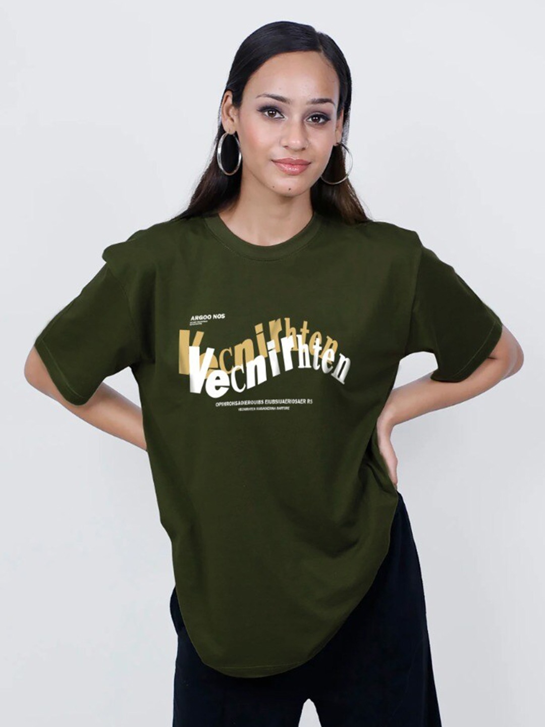 MISCHIEF MONKEY Typography Printed Drop-Shoulder Sleeves Oversized Cotton T-shirt, Olive
MISCHIEF MONKEY Typography Printed Drop-Shoulder Sleeves Oversized Cotton T-shirt, Olive