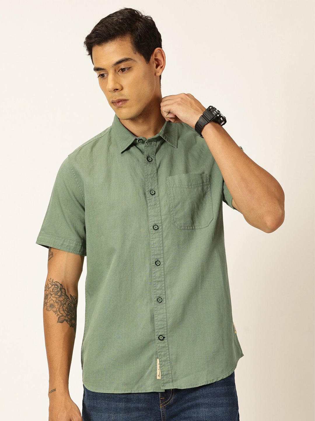 Thomas Scott Premium Spread Collar Cotton Linen Short Sleeves Casual Shirt, Sea green
Thomas Scott Premium Spread Collar Cotton Linen Short Sleeves Casual Shirt, Sea green