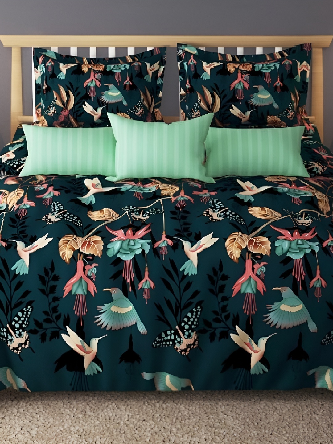 Laying Style Green & Pink 4 Pieces Floral Printed Double King Regular Bedding Set
Laying Style Green & Pink 4 Pieces Floral Printed Double King Regular Bedding Set