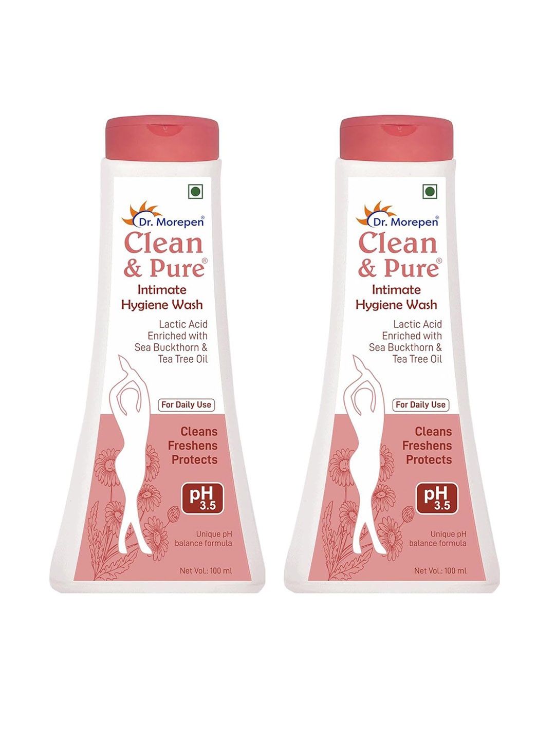 Dr. Morepen Set Of 2 Clean & Pure Intimate Hygiene Wash Enriched With Tea Tree Oil-100 ml, Pink
Dr. Morepen Set Of 2 Clean & Pure Intimate Hygiene Wash Enriched With Tea Tree Oil-100 ml, Pink