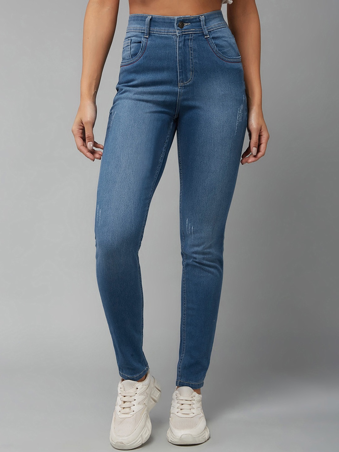 Miss Chase Women Skinny Fit High-Rise Low Distress Light Fade Stretchable Jeans, Blue
Miss Chase Women Skinny Fit High-Rise Low Distress Light Fade Stretchable Jeans, Blue