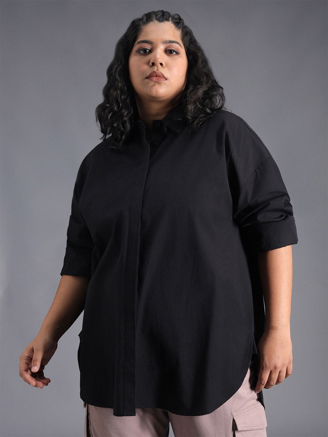 Fab Star Plus Size Comfort Concealed Button Placket Cotton Oversized Casual Shirt, Black
Fab Star Plus Size Comfort Concealed Button Placket Cotton Oversized Casual Shirt, Black