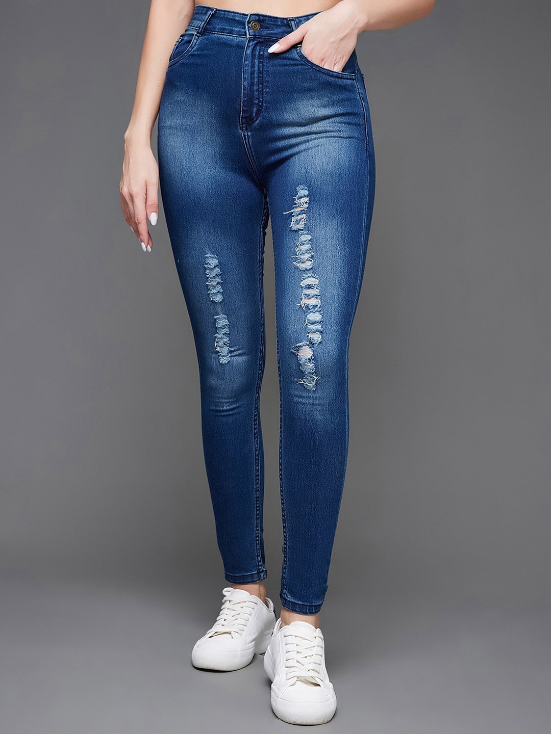 Miss Chase Women Skinny Fit High-Rise Mildly Distressed Heavy Fade Stretchable Jeans, Blue
Miss Chase Women Skinny Fit High-Rise Mildly Distressed Heavy Fade Stretchable Jeans, Blue