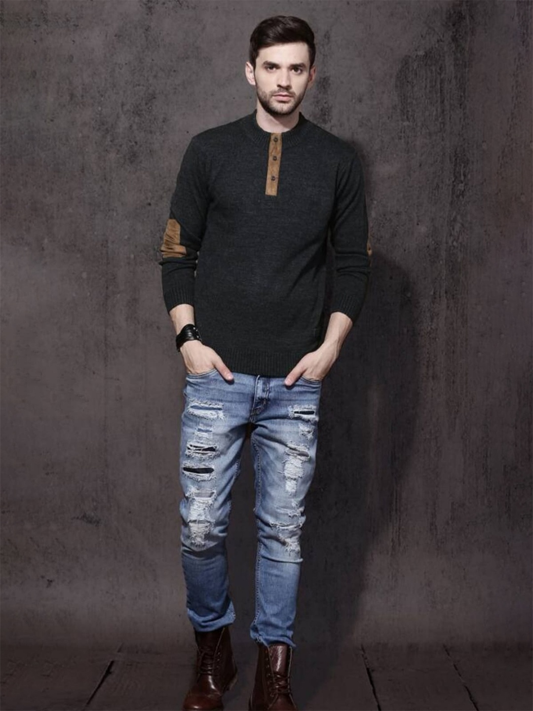 The Roadster Lifestyle Co. Henley Neck Long Sleeves Acrylic Pullover Sweater, Charcoal
The Roadster Lifestyle Co. Henley Neck Long Sleeves Acrylic Pullover Sweater, Charcoal