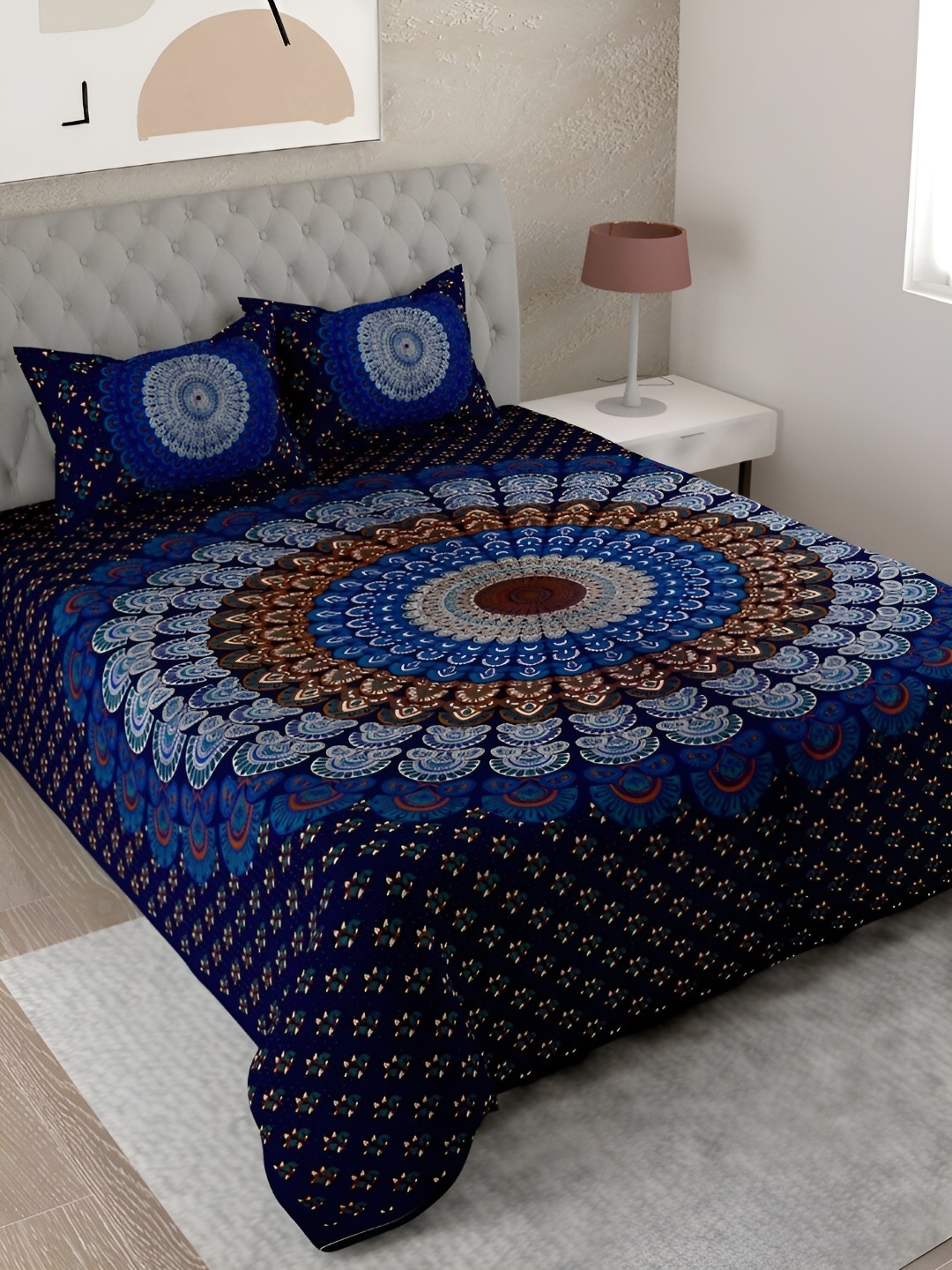Aura Blue & White Ethnic Motifs 144 TC Cotton King Bedsheet With 2 Pillow Covers
Aura Blue & White Ethnic Motifs 144 TC Cotton King Bedsheet With 2 Pillow Covers