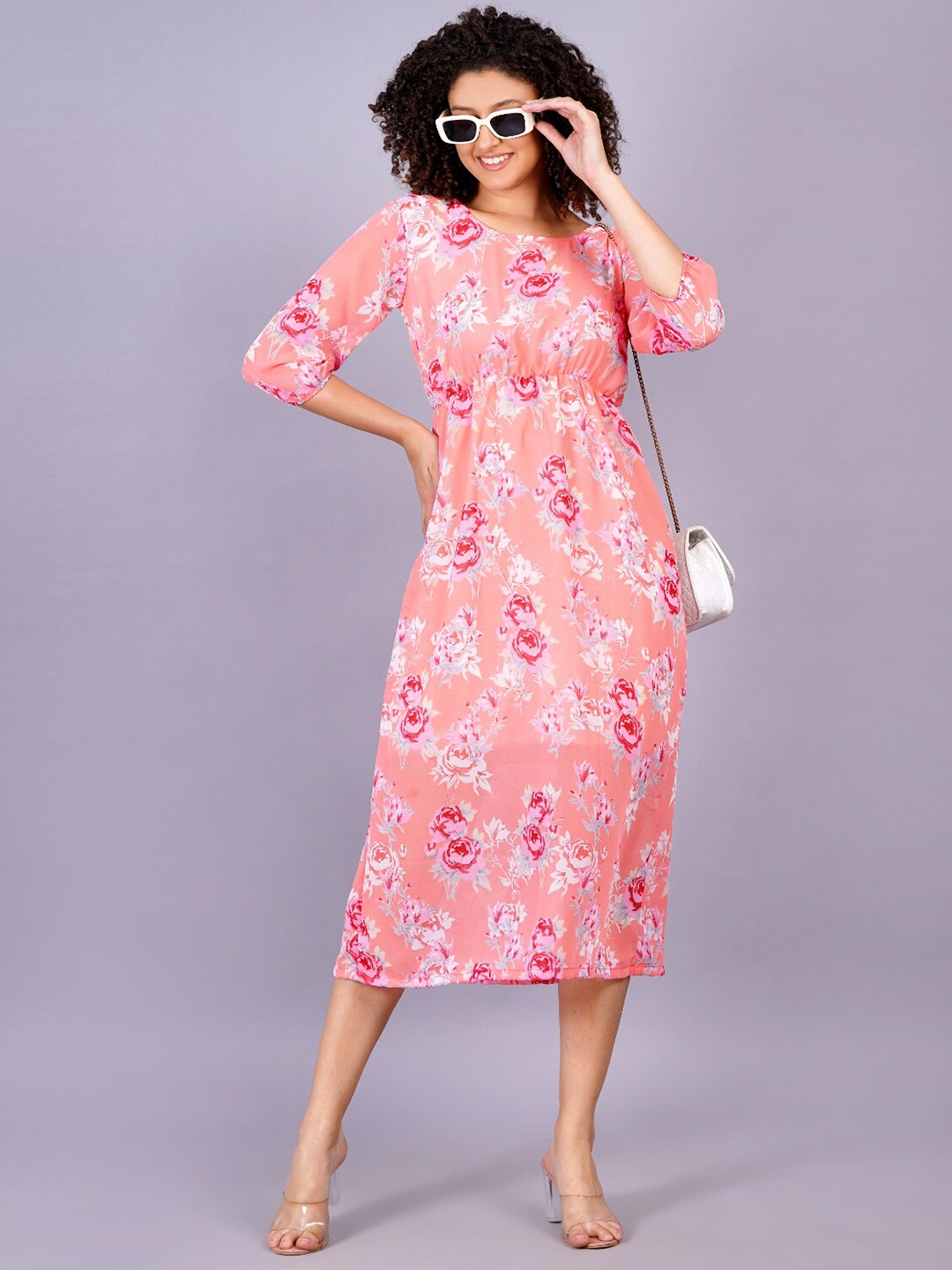 HIGHLIGHT FASHION EXPORT Floral Printed Georgette Fit & Flare Midi Dress, Peach
HIGHLIGHT FASHION EXPORT Floral Printed Georgette Fit & Flare Midi Dress, Peach