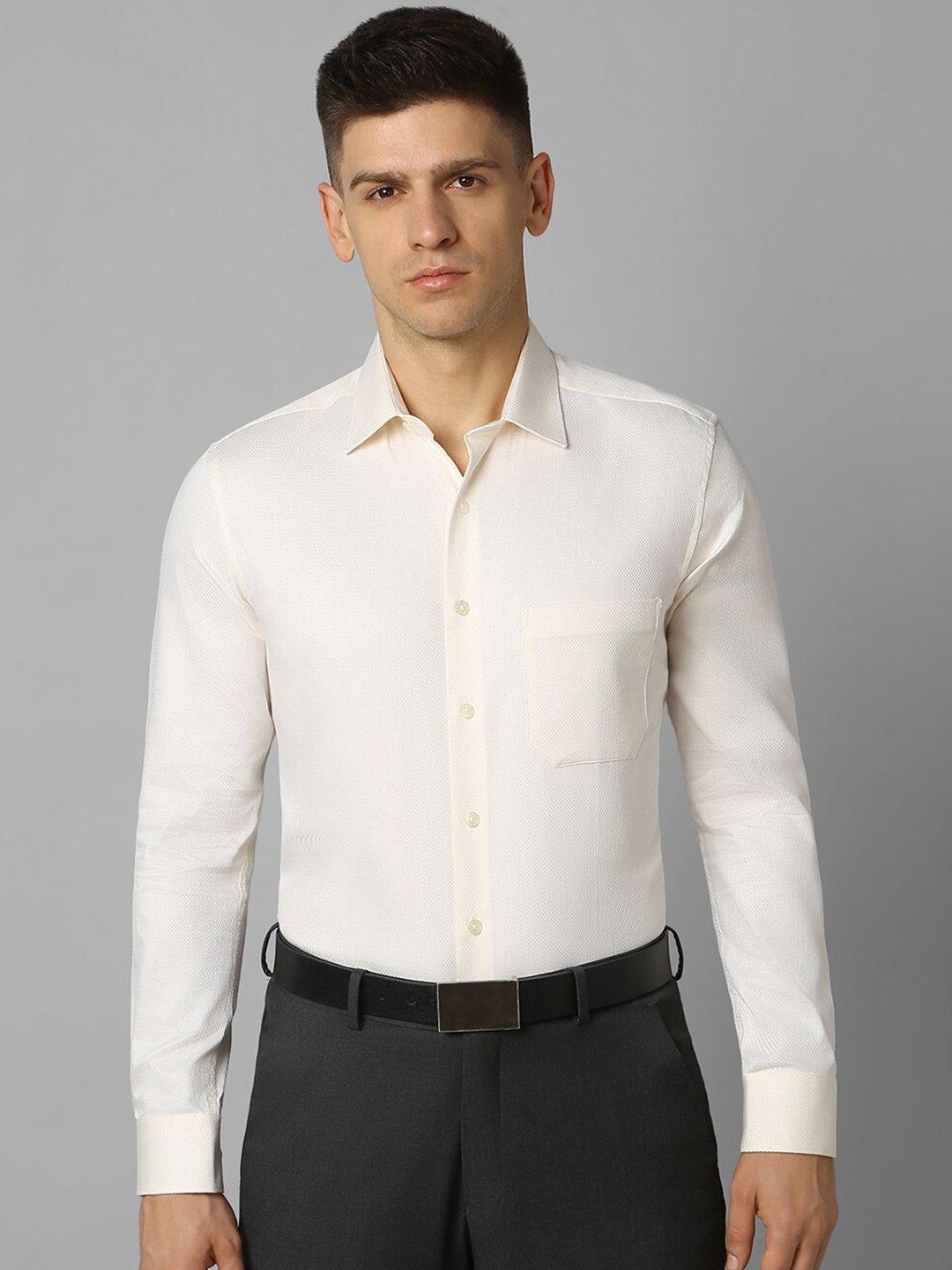 Louis Philippe Self Design Textured Spread Collar Straight Slim Fit Cotton Formal Shirt, Beige
Louis Philippe Self Design Textured Spread Collar Straight Slim Fit Cotton Formal Shirt, Beige