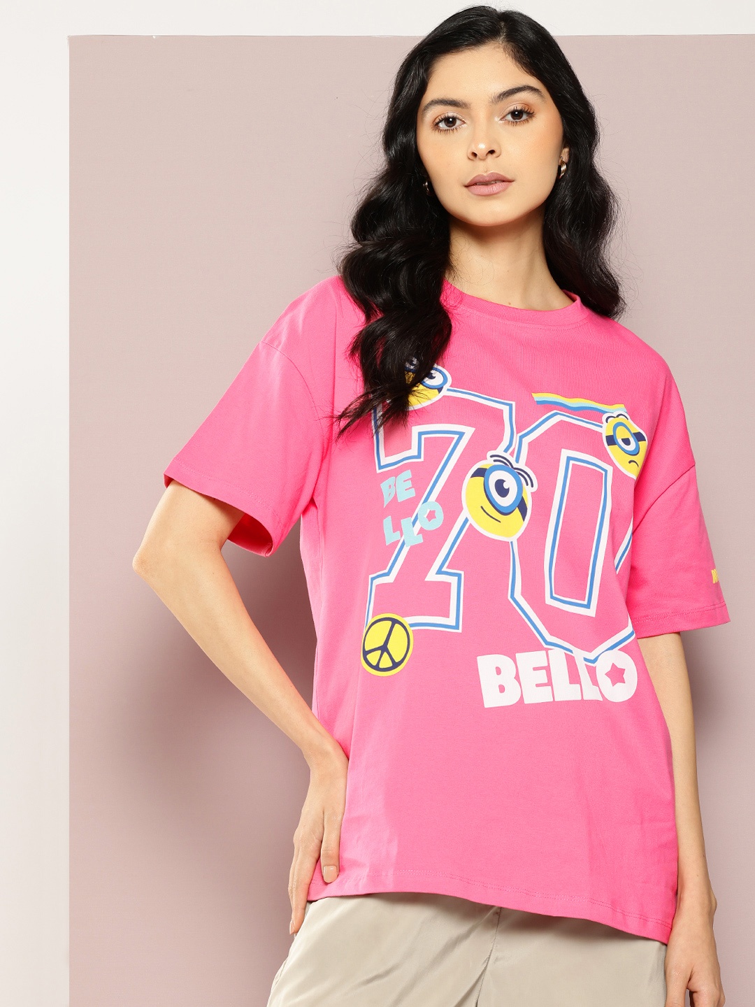 Minions by Kook N Keech Typography Printed Drop-Shoulder Sleeves Pure Cotton T-shirt, Pink
Minions by Kook N Keech Typography Printed Drop-Shoulder Sleeves Pure Cotton T-shirt, Pink