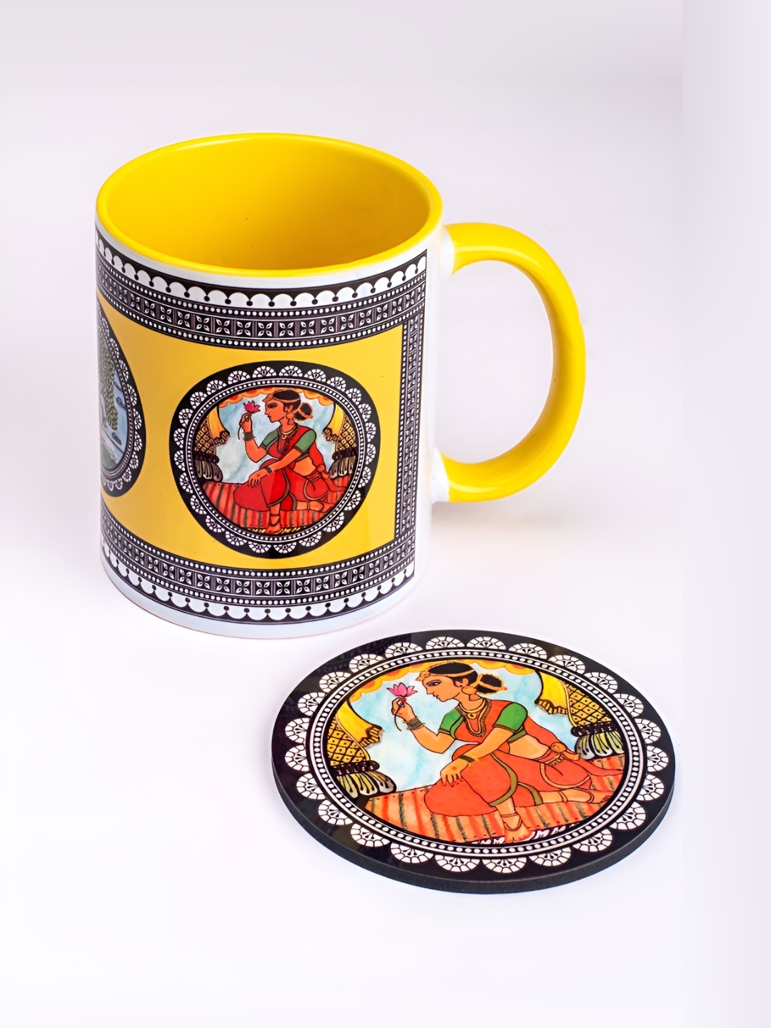 Strokes by Namrata Mehta Yellow & Black Printed Ceramic Glossy Mug With Coaster 350ml
Strokes by Namrata Mehta Yellow & Black Printed Ceramic Glossy Mug With Coaster 350ml