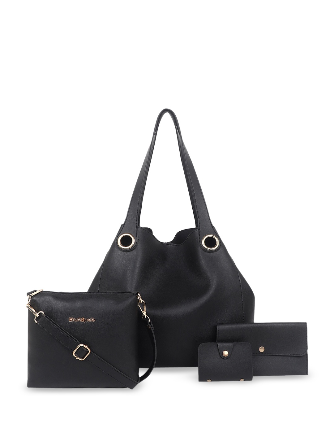 Black Spade Set of 4 Structured Tote Bag With Sling Bag And Wallet & Card Holder
Black Spade Set of 4 Structured Tote Bag With Sling Bag And Wallet & Card Holder