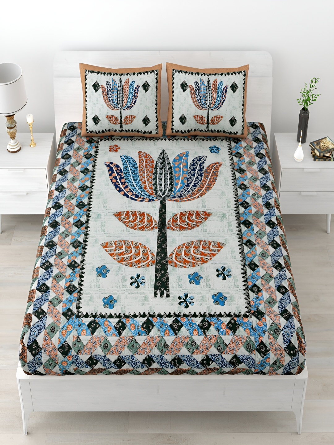 Aura Blue & Red Ethnic Motifs Printed Cotton 120 TC Queen Bedsheet with 2 Pillow Covers
Aura Blue & Red Ethnic Motifs Printed Cotton 120 TC Queen Bedsheet with 2 Pillow Covers