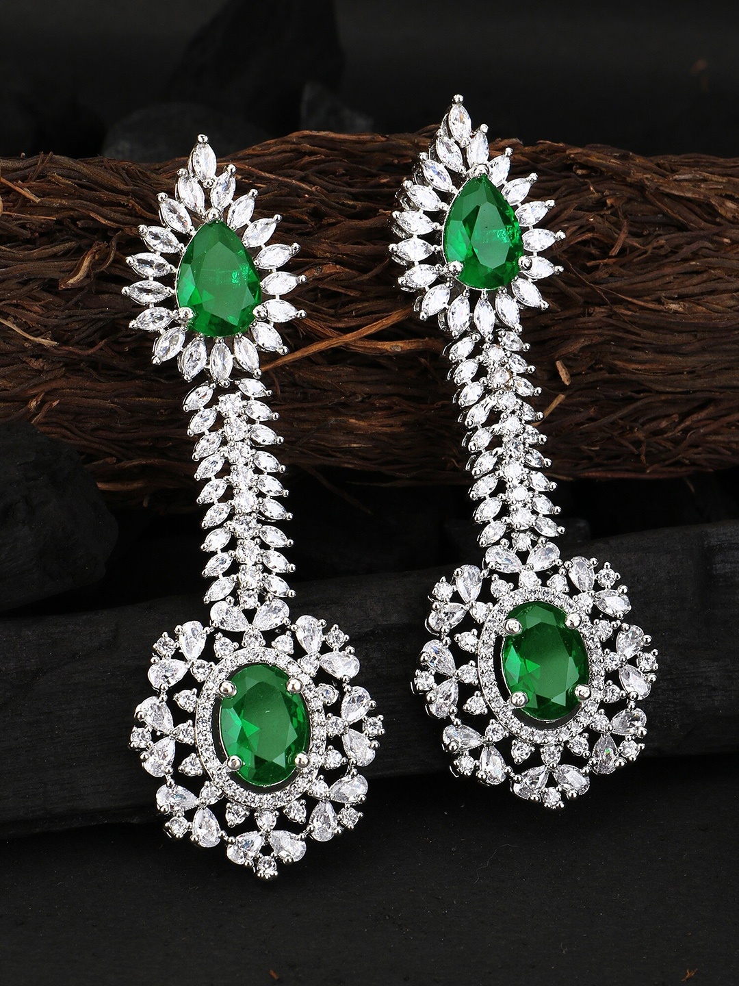 Adwitiya Collection Rhodium-Plated Cubic Zirconia Teardrop Shaped Drop Earrings, Silver
Adwitiya Collection Rhodium-Plated Cubic Zirconia Teardrop Shaped Drop Earrings, Silver