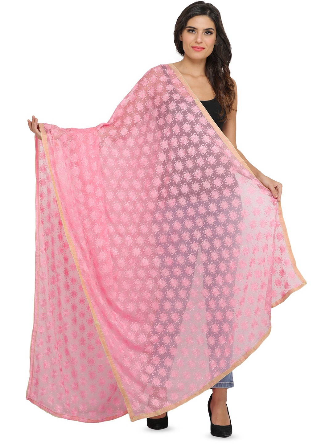 Exotic India Candy Pink Phulkari Dupatta with Embroidered Bootis in Self-color Thread
Exotic India Candy Pink Phulkari Dupatta with Embroidered Bootis in Self-color Thread