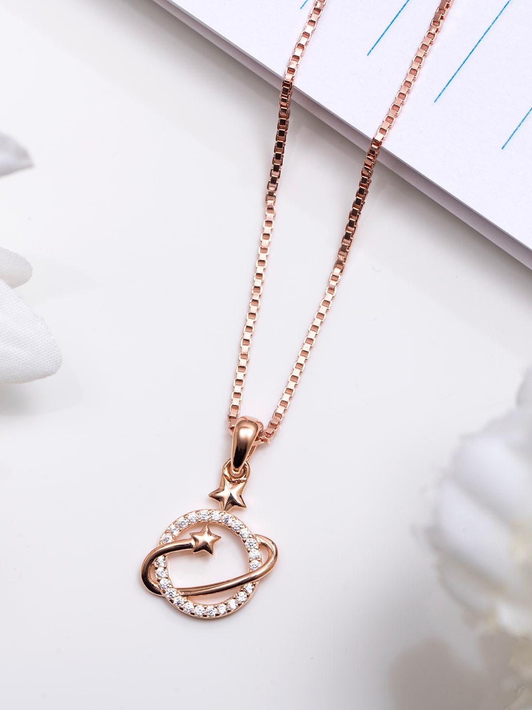 Zavya 925 Pure Sterling Silver Rose Gold-Plated Cubic Zirconia Studded Pendant With Chain
Zavya 925 Pure Sterling Silver Rose Gold-Plated Cubic Zirconia Studded Pendant With Chain