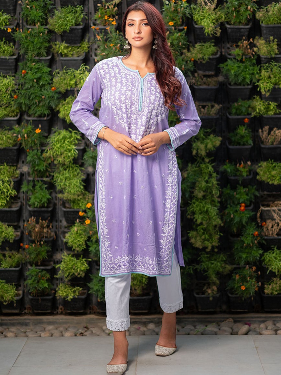Rangreza Ethnic Embroidered Round Neck Three-Quarter Sleeves Cotton Kurta, Lavender
Rangreza Ethnic Embroidered Round Neck Three-Quarter Sleeves Cotton Kurta, Lavender