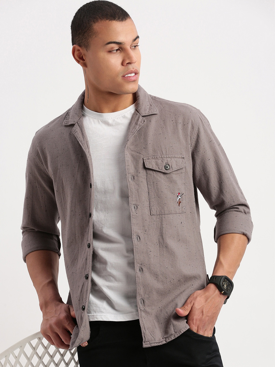 SHOWOFF Standard Vertical Stripes Cuban Collar Relaxed Fit Cotton Casual Shirt, Grey
SHOWOFF Standard Vertical Stripes Cuban Collar Relaxed Fit Cotton Casual Shirt, Grey
