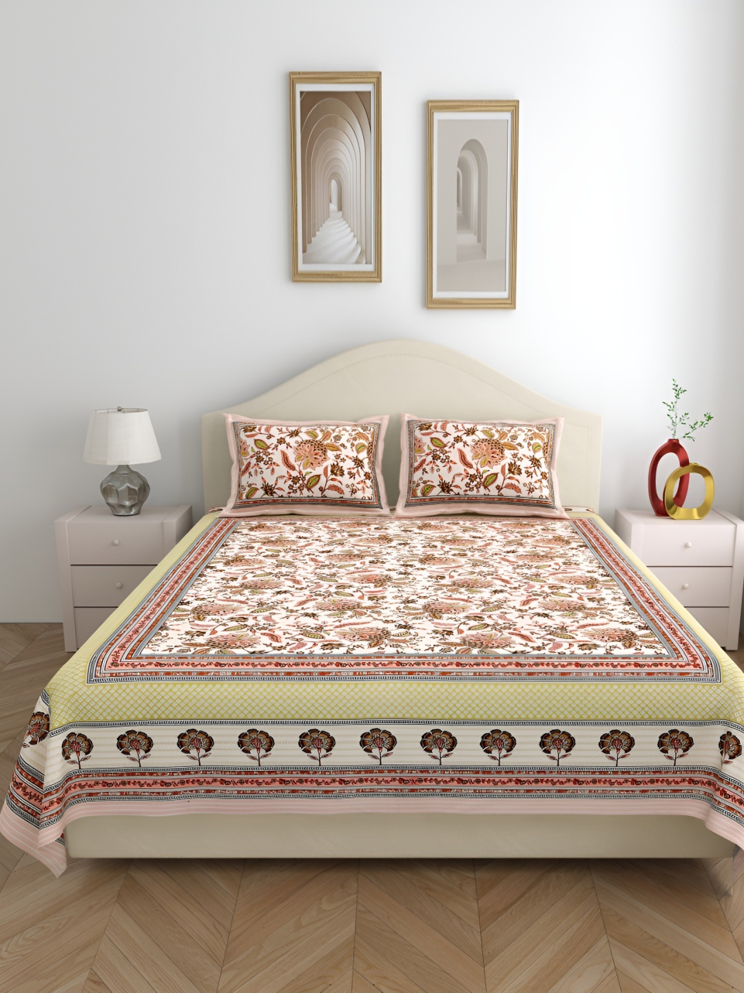 SHOOLIN Pink & White Floral Printed Cotton 162 TC Queen Bedsheet With 2 Pillow Covers
SHOOLIN Pink & White Floral Printed Cotton 162 TC Queen Bedsheet With 2 Pillow Covers