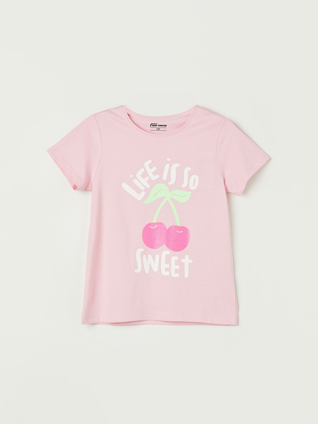 Fame Forever by Lifestyle Girls Typography Printed Round Neck Short Sleeves Cotton T-shirt, Pink
Fame Forever by Lifestyle Girls Typography Printed Round Neck Short Sleeves Cotton T-shirt, Pink