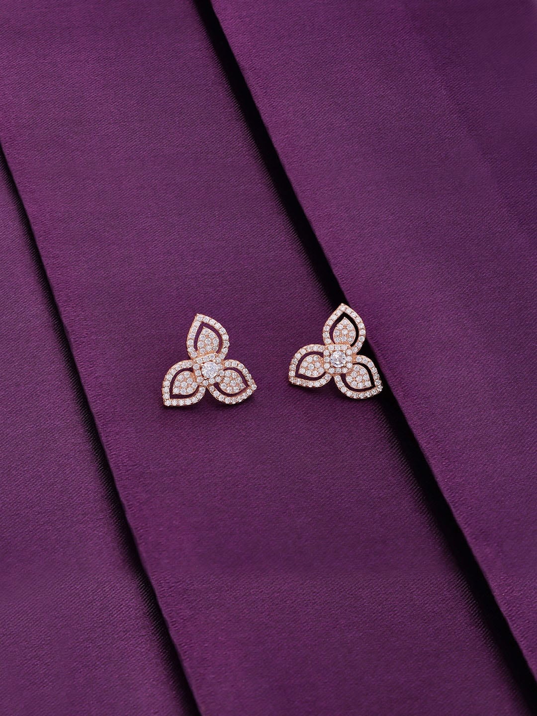 KAI JEWEL 92.5 Sterling Silver Rhodium-Plated Cubic Zirconia Studded Floral Studs Earrings, Rose gold
KAI JEWEL 92.5 Sterling Silver Rhodium-Plated Cubic Zirconia Studded Floral Studs Earrings, Rose gold