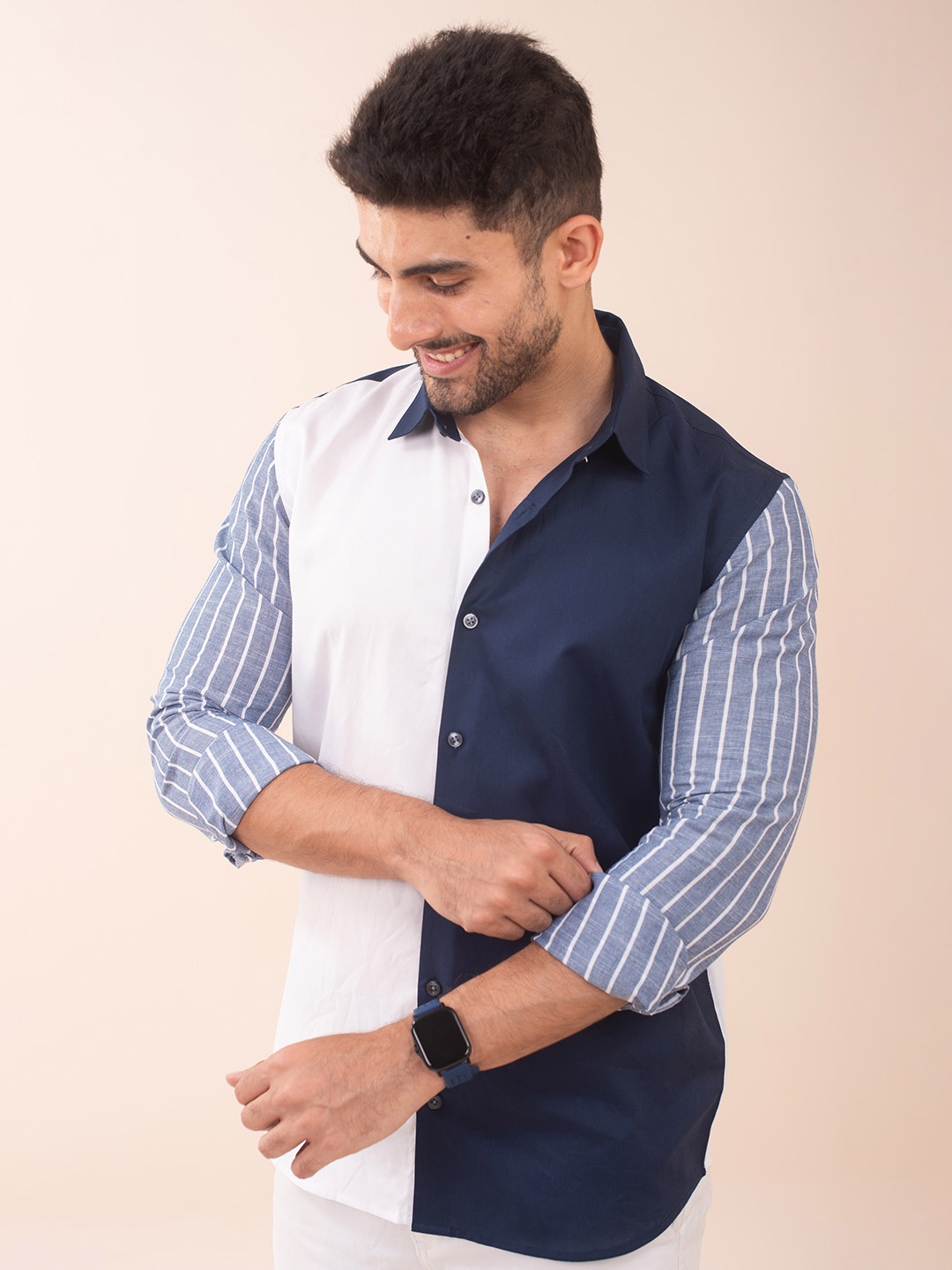 The Bleu Label Classic Slim Fit Colourblocked Spread Collar Cotton Casual Shirt, White
The Bleu Label Classic Slim Fit Colourblocked Spread Collar Cotton Casual Shirt, White