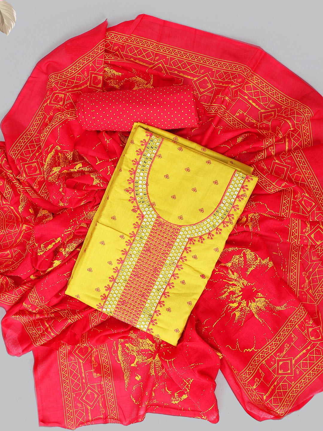 SALWAR STUDIO Floral Embroidered Sequinned Pure Cotton Unstitched Dress Material, Yellow
SALWAR STUDIO Floral Embroidered Sequinned Pure Cotton Unstitched Dress Material, Yellow