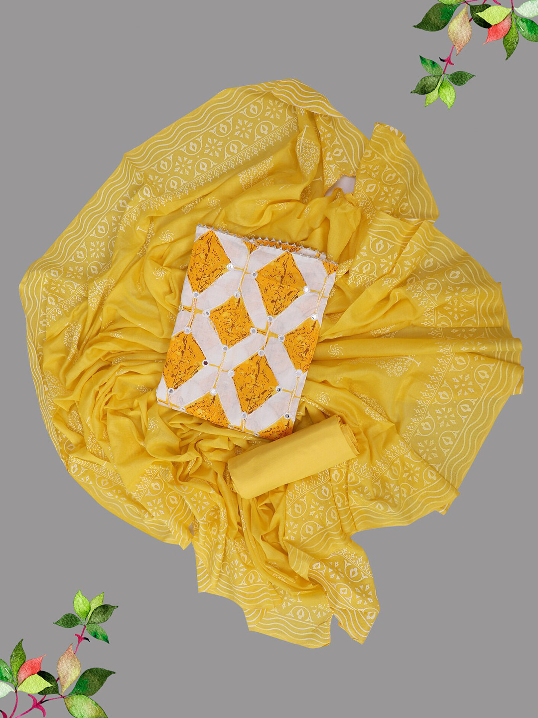 SALWAR STUDIO Embroidered Pure Cotton Unstitched Dress Material, Mustard
SALWAR STUDIO Embroidered Pure Cotton Unstitched Dress Material, Mustard