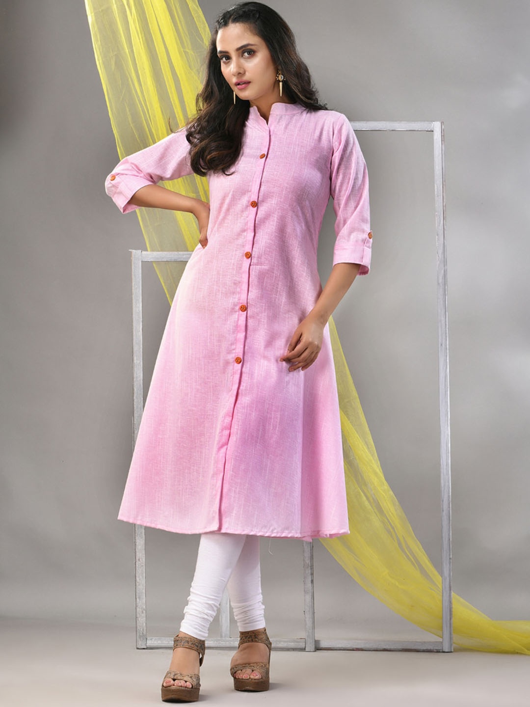 Charukriti Mandarin Collar Three-Quarter Sleeves Thread Work Cotton A-line Kurta, Pink
Charukriti Mandarin Collar Three-Quarter Sleeves Thread Work Cotton A-line Kurta, Pink