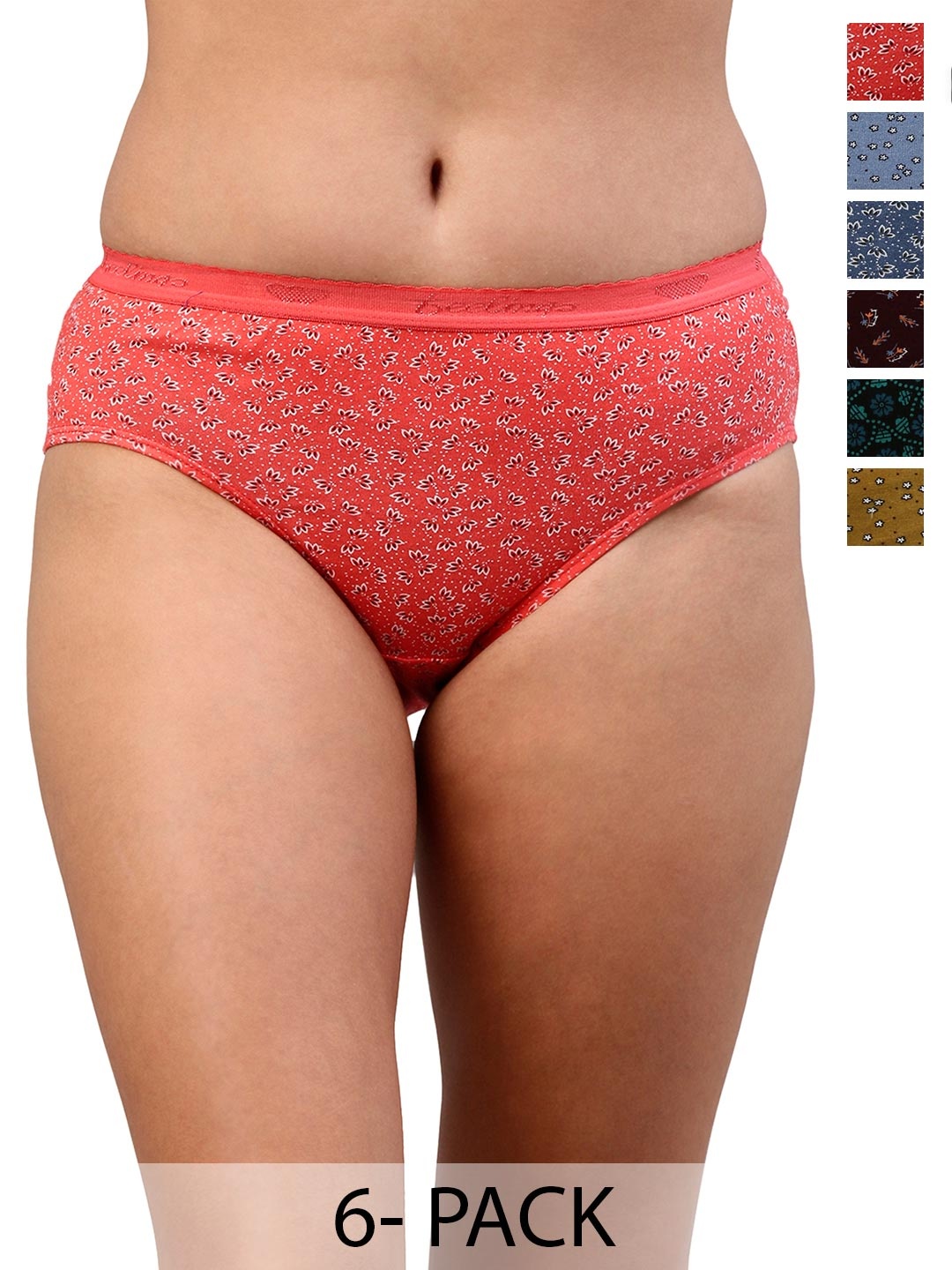 Feelings Pack Of 6 Assorted Floral Printed Cotton Mid-Rise Anti Microbial Basic Briefs
Feelings Pack Of 6 Assorted Floral Printed Cotton Mid-Rise Anti Microbial Basic Briefs