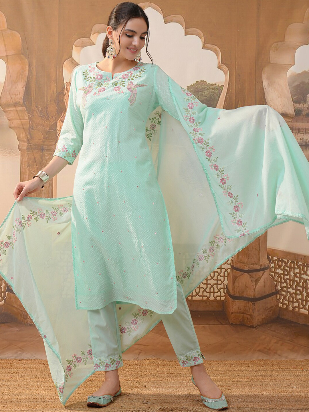 Vishudh Blue Embroidered Thread Work Pure Cotton Kurta with Trouser & Dupatta
Vishudh Blue Embroidered Thread Work Pure Cotton Kurta with Trouser & Dupatta