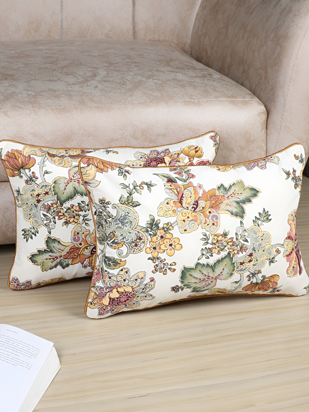 MFD HOME FURNISHING White & Orange 2 Pieces Floral Cotton Rectangle Cushion Covers
MFD HOME FURNISHING White & Orange 2 Pieces Floral Cotton Rectangle Cushion Covers