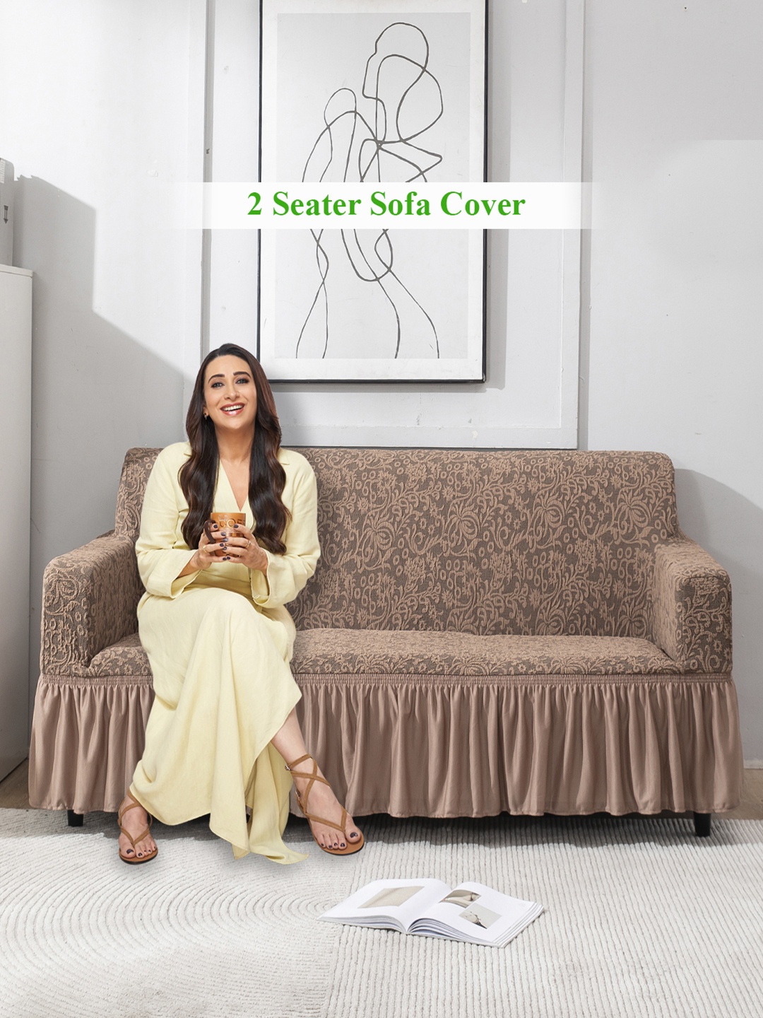 HOKIPO Brown Elastic Stretchable Double Seater With Ruffle Sofa Cover With Arms
HOKIPO Brown Elastic Stretchable Double Seater With Ruffle Sofa Cover With Arms