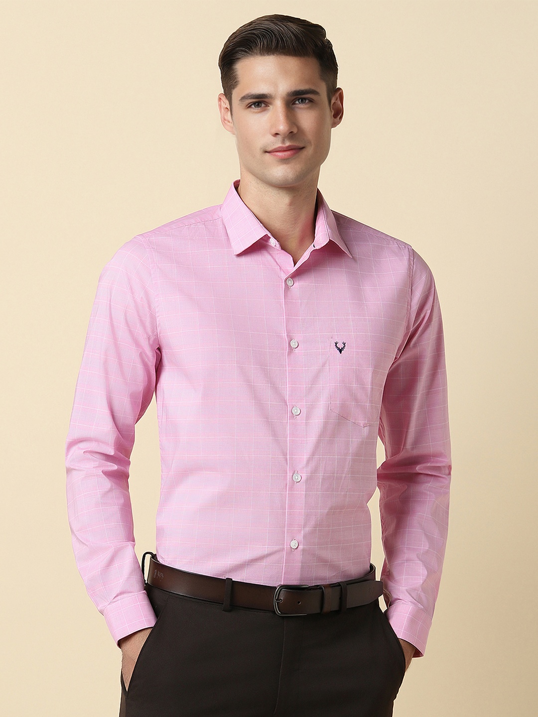 Allen Solly Windowpane Checked Spread Collar Full Sleeves Slim Fit Formal Shirt, Pink
Allen Solly Windowpane Checked Spread Collar Full Sleeves Slim Fit Formal Shirt, Pink
