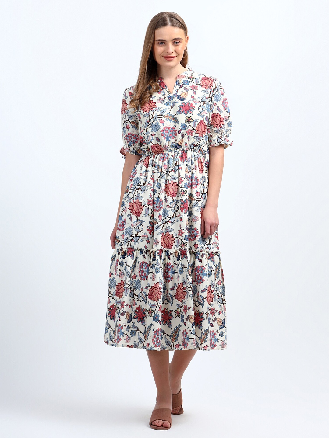 NKSA FASHION Floral Printed Mandarin Collar Puff Sleeves Fit and Flare Maxi Dress, Grey
NKSA FASHION Floral Printed Mandarin Collar Puff Sleeves Fit and Flare Maxi Dress, Grey