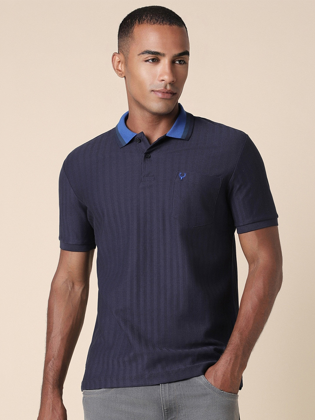 Allen Solly Polo Collar Short Sleeves Cotton T-shirt, Navy blue
Allen Solly Polo Collar Short Sleeves Cotton T-shirt, Navy blue