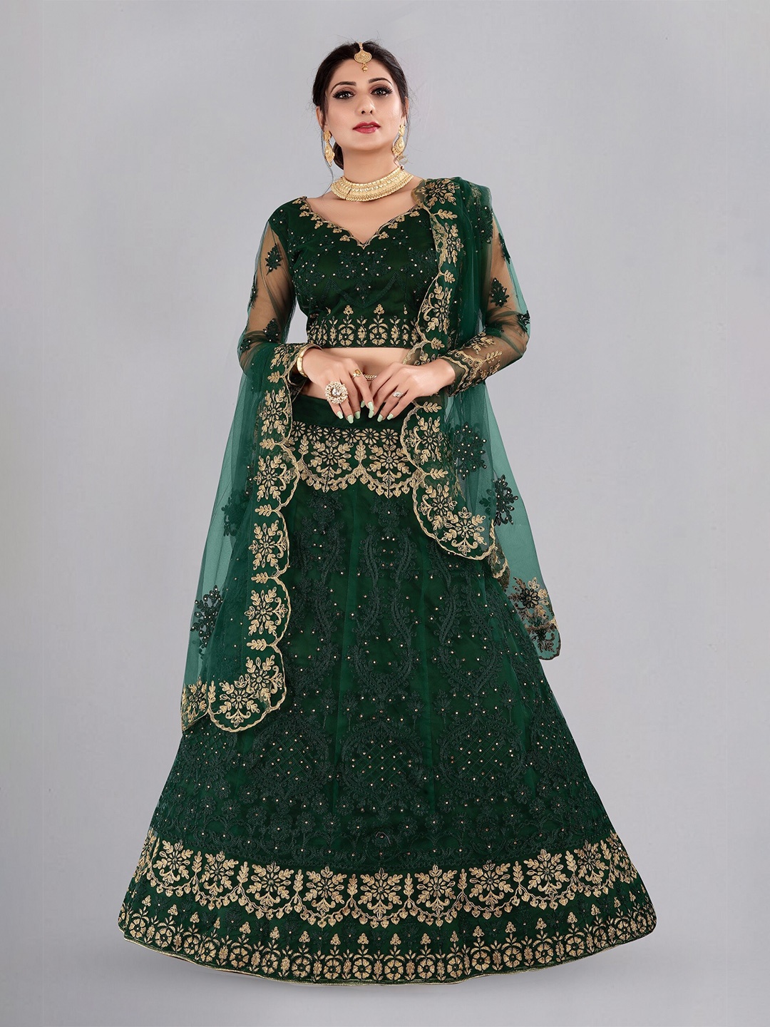 Warthy Ent Embroidered Thread Work Semi-Stitched Lehenga & Unstitched Blouse With Dupatta, Green
Warthy Ent Embroidered Thread Work Semi-Stitched Lehenga & Unstitched Blouse With Dupatta, Green