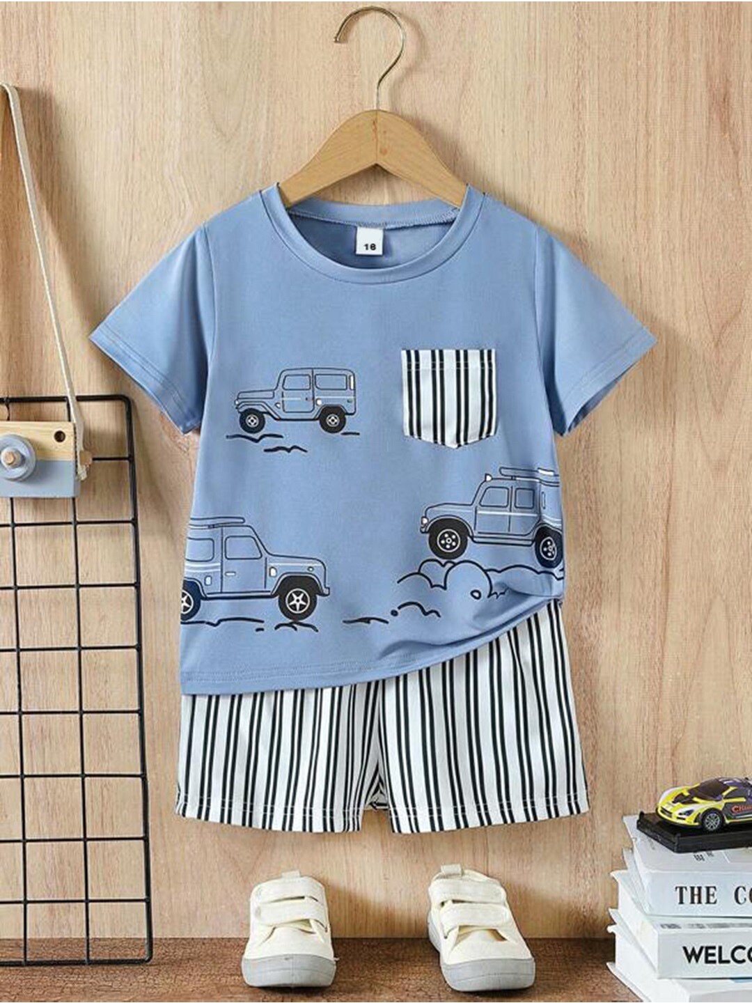 BAESD Kids Printed T-shirt with Shorts, Blue