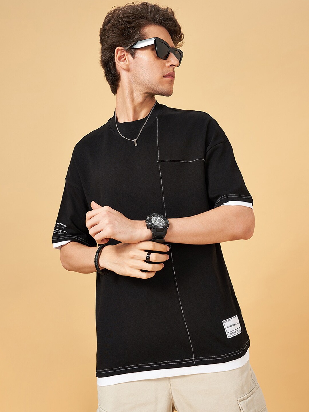 Street 808 by Pantaloons Round Neck Drop-Shoulder Sleeves Cotton Casual T-shirt, Black
Street 808 by Pantaloons Round Neck Drop-Shoulder Sleeves Cotton Casual T-shirt, Black