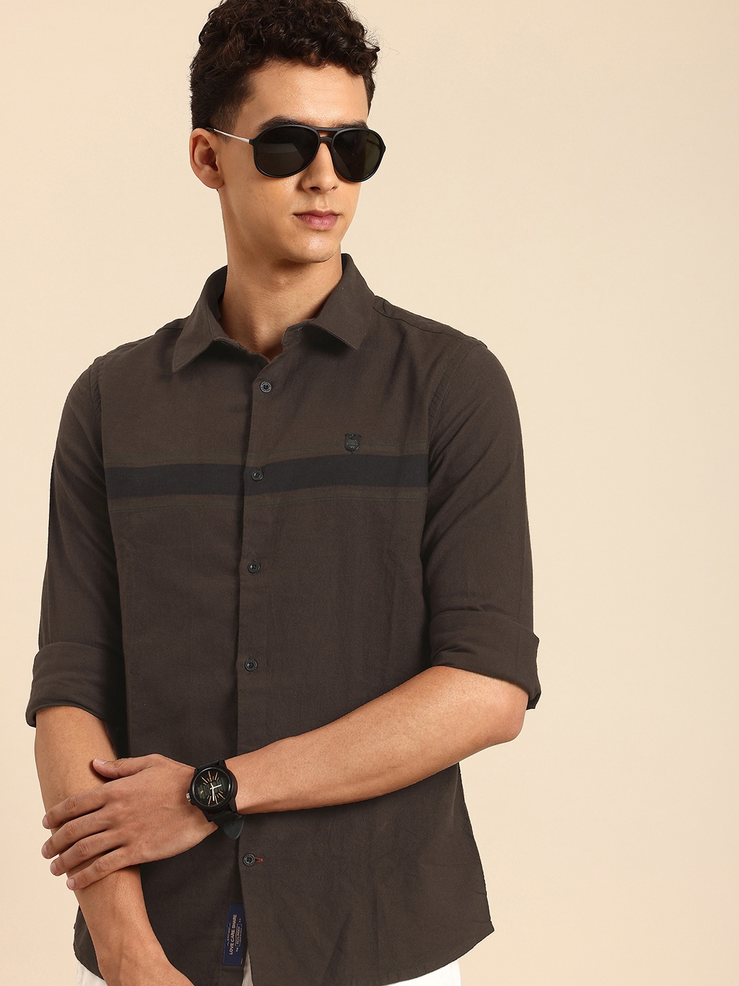 Being Human Pure Cotton Classic Slim Fit Horizontal Stripes Opaque Casual Shirt, Brown
Being Human Pure Cotton Classic Slim Fit Horizontal Stripes Opaque Casual Shirt, Brown