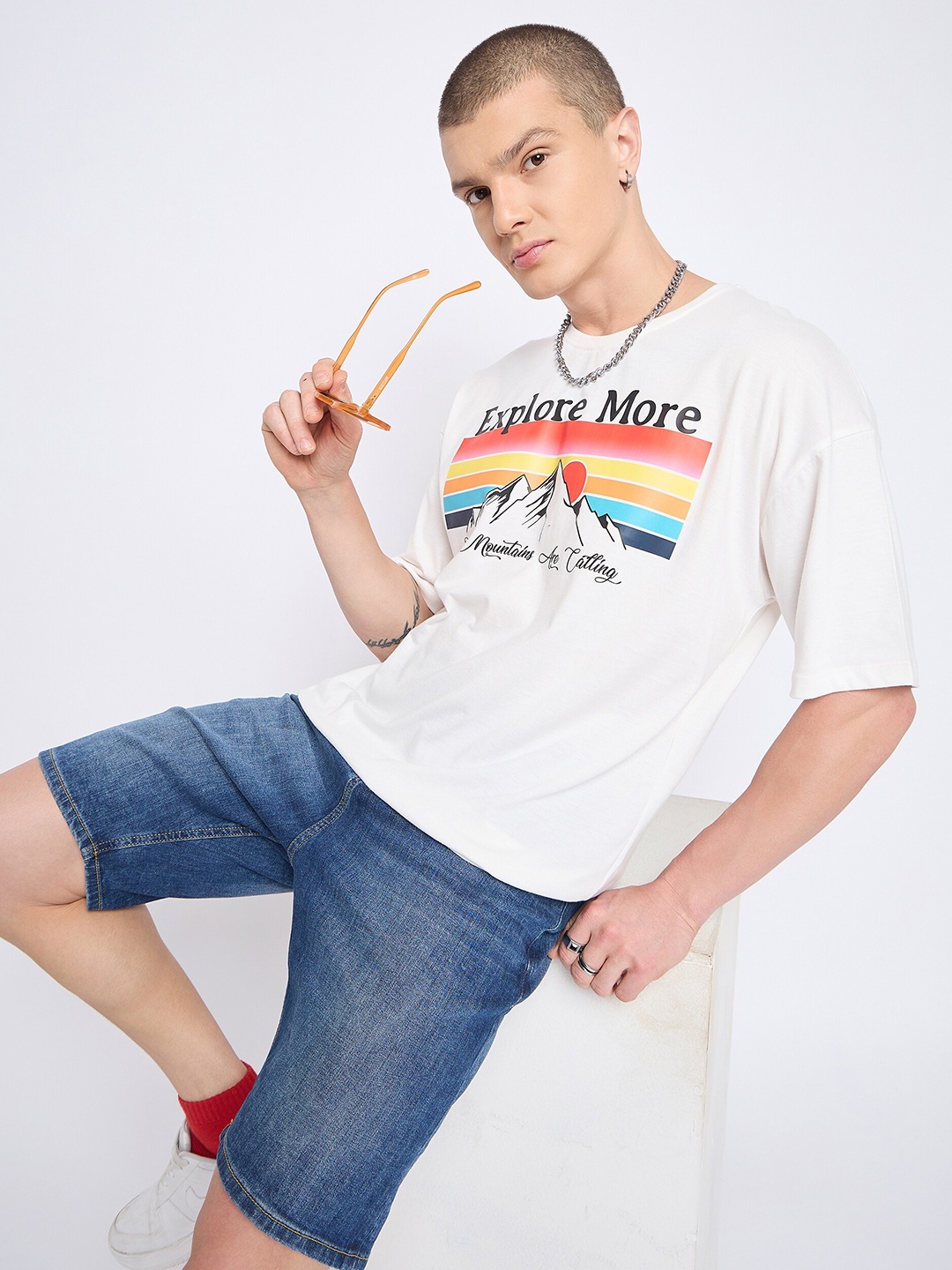 Mast & Harbour Graphic Printed Drop Shoulder Pure Cotton Oversized T-shirt, White
Mast & Harbour Graphic Printed Drop Shoulder Pure Cotton Oversized T-shirt, White