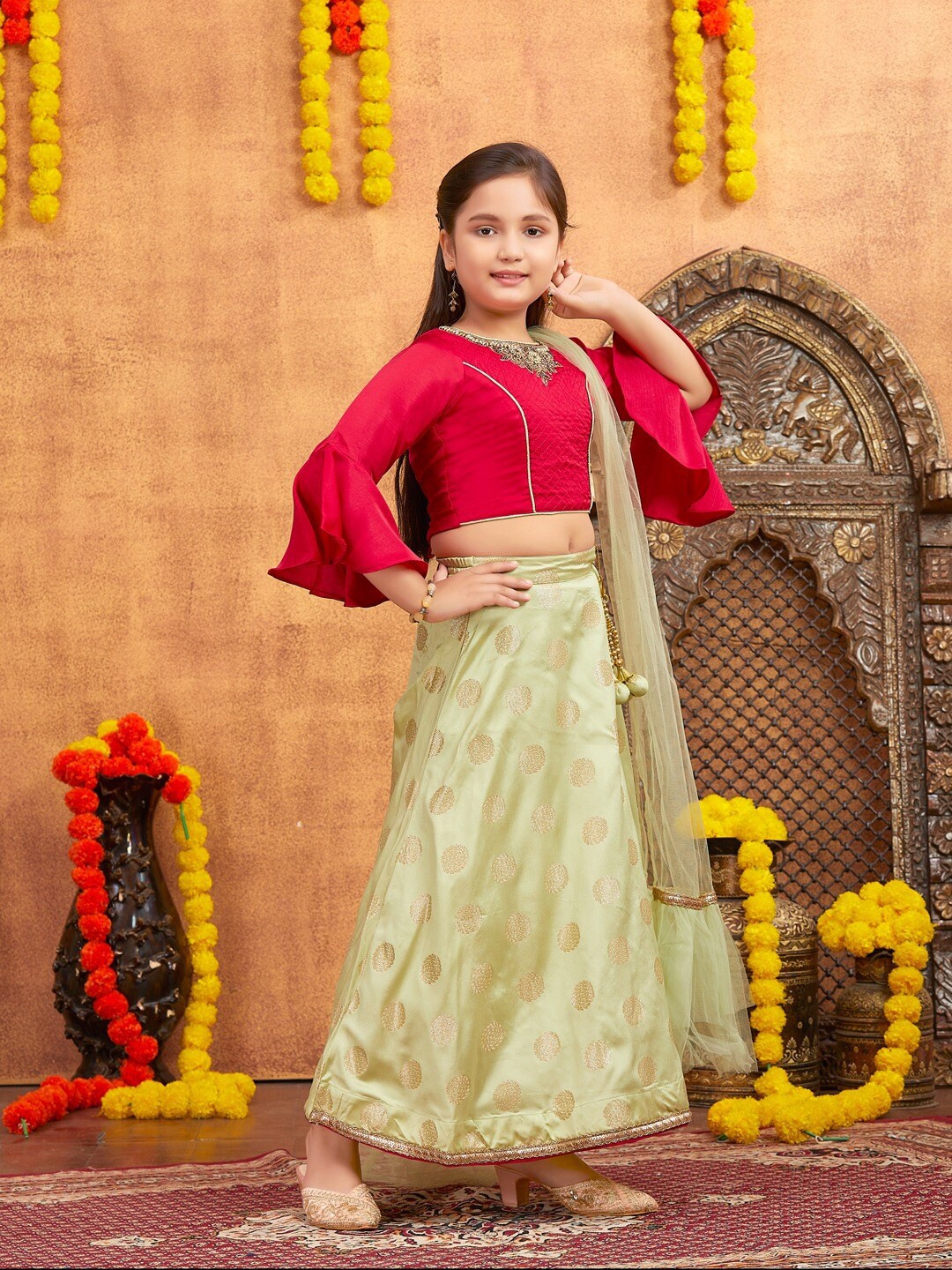 BAESD Girls Embellished Beads and Stones Silk Ready to Wear Lehenga & Blouse With Dupatta, Red
BAESD Girls Embellished Beads and Stones Silk Ready to Wear Lehenga & Blouse With Dupatta, Red