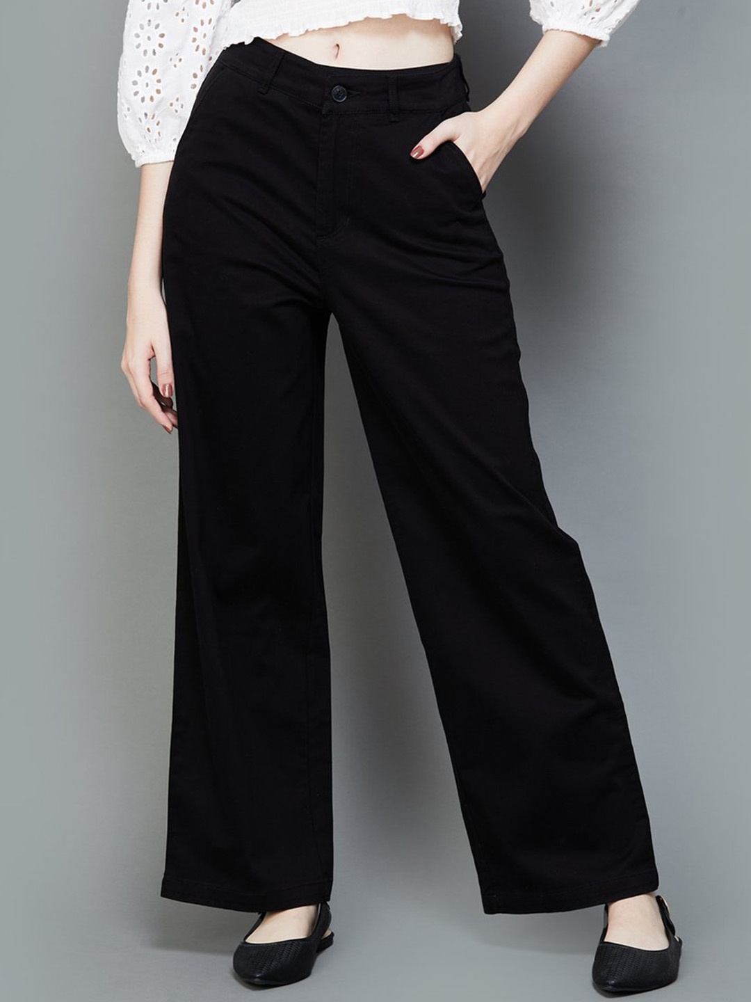 Xpose Women Comfort Straight Fit High-Rise Easy Wash Cotton Regular Trousers, Black
Xpose Women Comfort Straight Fit High-Rise Easy Wash Cotton Regular Trousers, Black