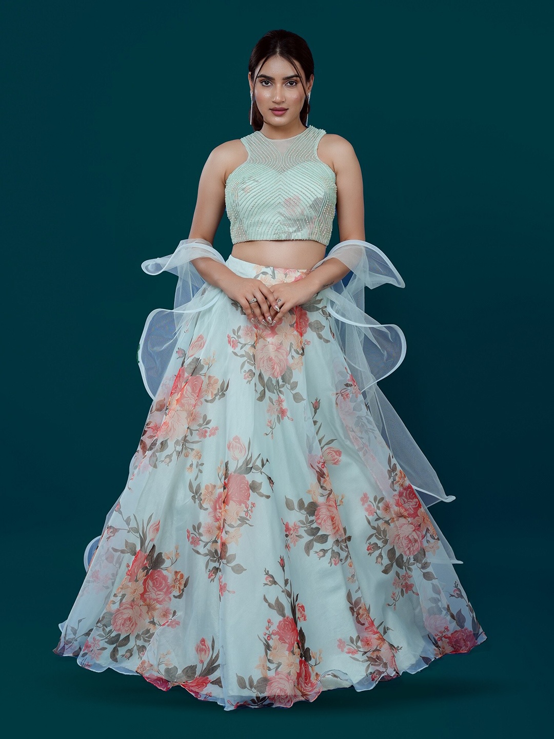 ALIYANA Embellished Beads and Stones Ready to Wear Lehenga & Blouse With Dupatta, Sea green
ALIYANA Embellished Beads and Stones Ready to Wear Lehenga & Blouse With Dupatta, Sea green