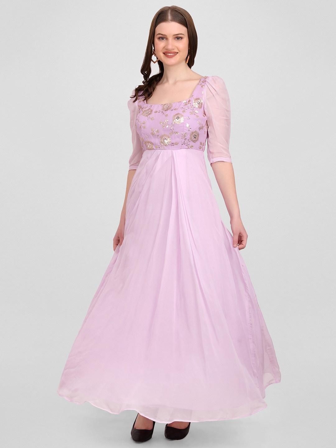 GENDAFOOL Square Neck Puff Sleeves Gathered or Pleated Georgette Maternity Maxi Dress, Lavender
GENDAFOOL Square Neck Puff Sleeves Gathered or Pleated Georgette Maternity Maxi Dress, Lavender