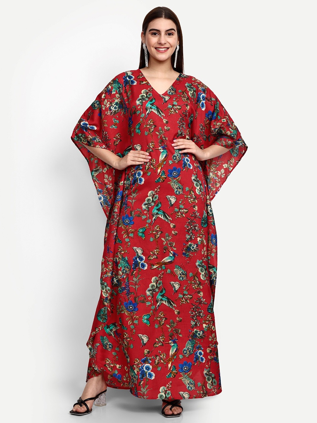GENDAFOOL Floral Printed Kimono Sleeve Georgette Maternity Kaftan Maxi Dress, Red
GENDAFOOL Floral Printed Kimono Sleeve Georgette Maternity Kaftan Maxi Dress, Red