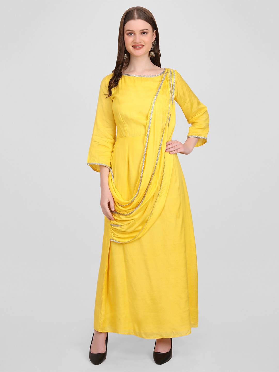 GENDAFOOL Boat Neck Gathered or Pleated Georgette Maternity A-Line Maxi Dress, Yellow
GENDAFOOL Boat Neck Gathered or Pleated Georgette Maternity A-Line Maxi Dress, Yellow