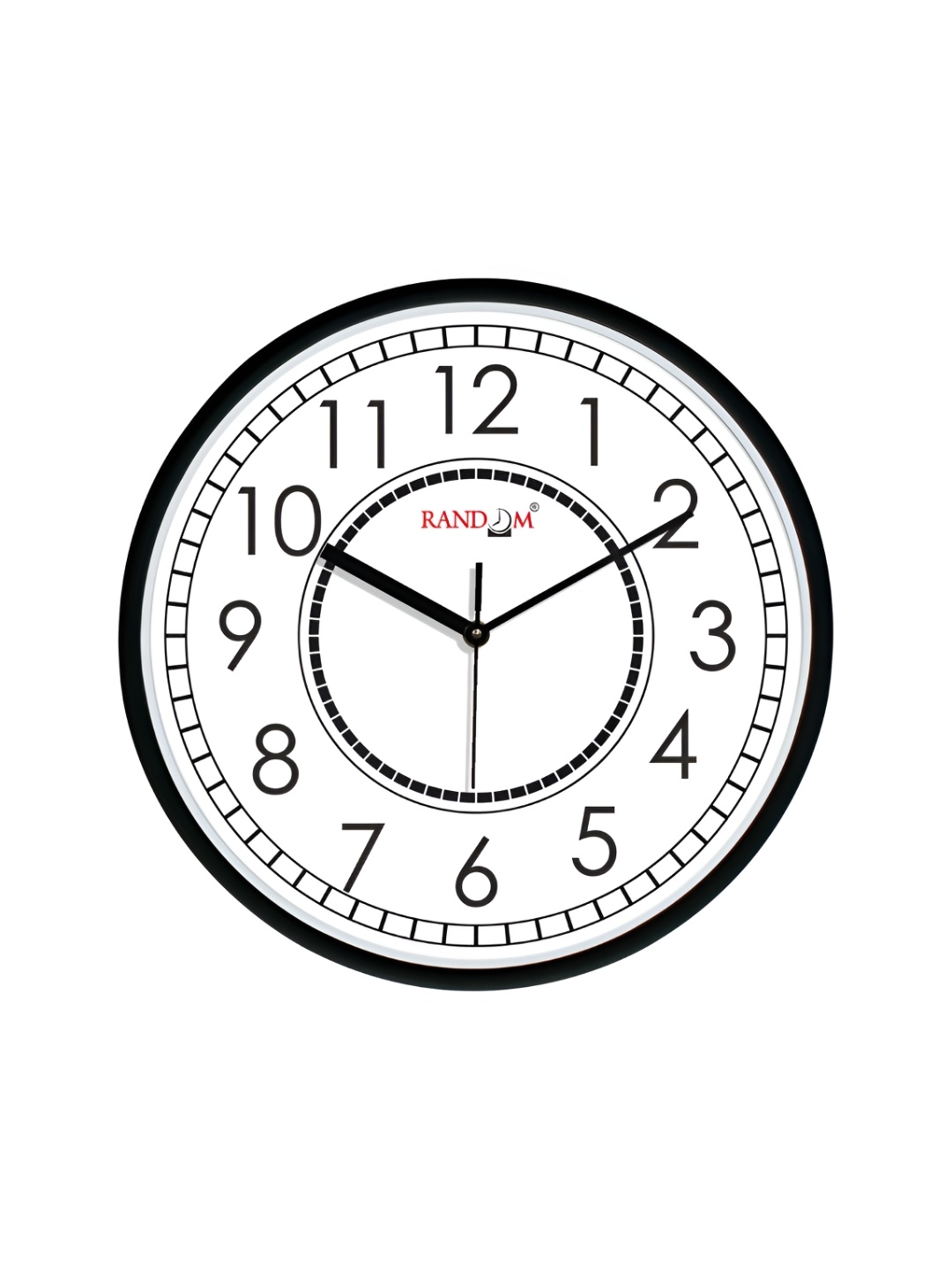 RANDOM White & Black Printed Contemporary Round Wall Clock